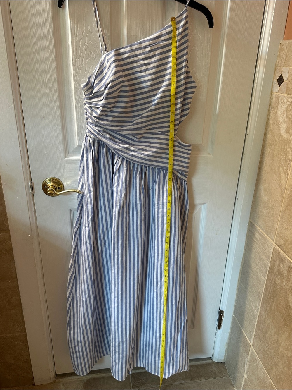 Commense Blue and White Striped One-Shoulder Maxi Dress Size S - Picture 6 of 15